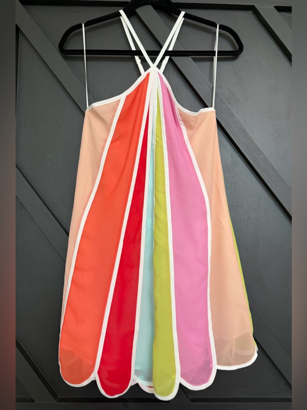 VICI Coasted Lune Color Block Halter Mini Dress, Size Small - Picture 6 of 14